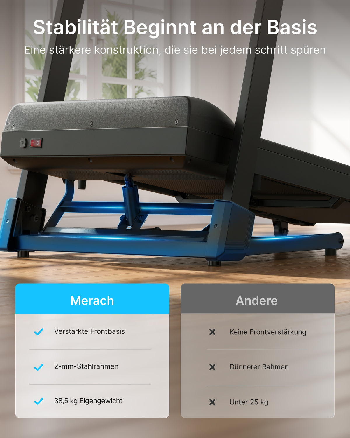 MERACH Laufband für Zuhause, 42×110 cm Großes Laufband, 3,0PS Leiser Motor