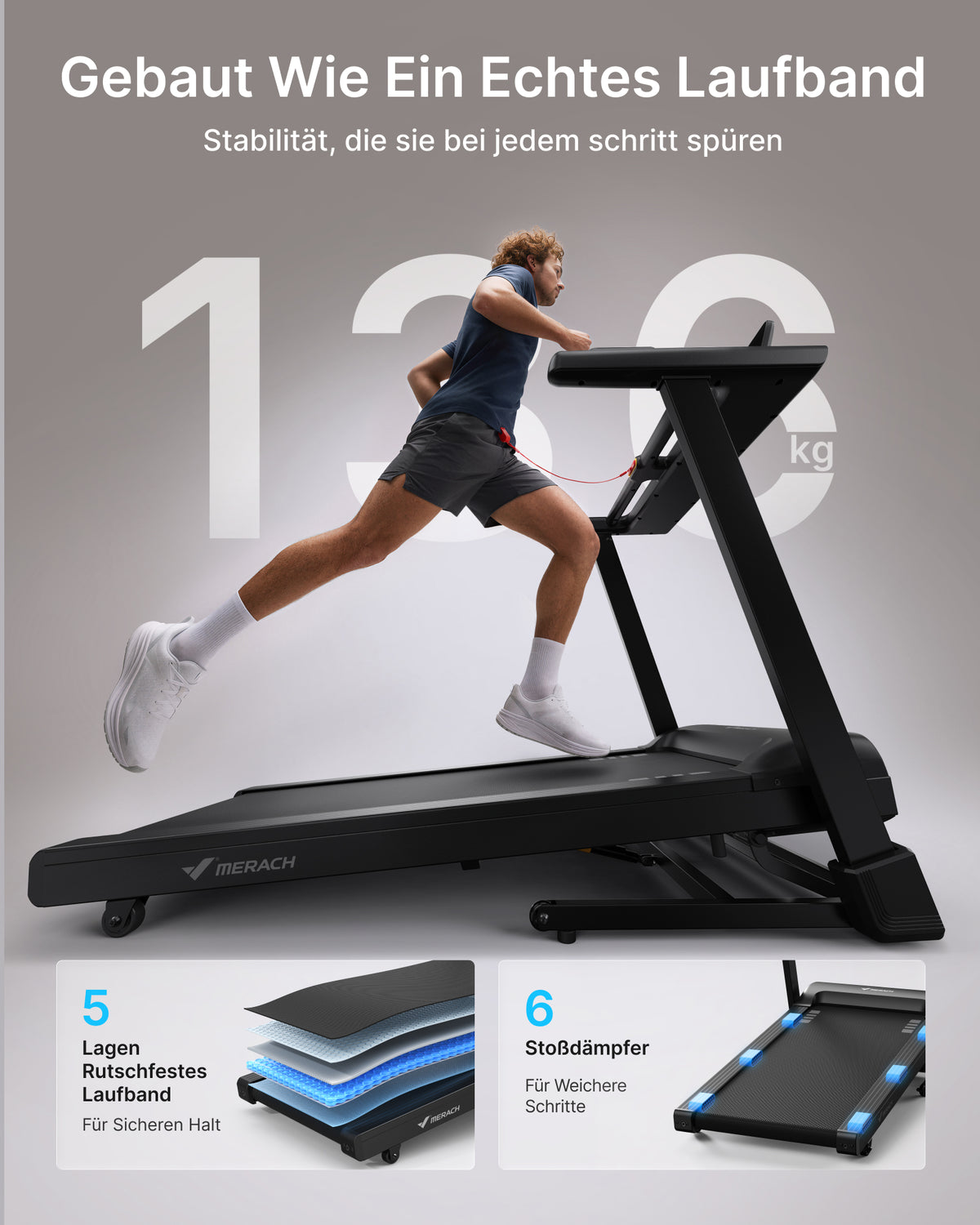 MERACH Laufband für Zuhause, 42×110 cm Großes Laufband, 3,0PS Leiser Motor