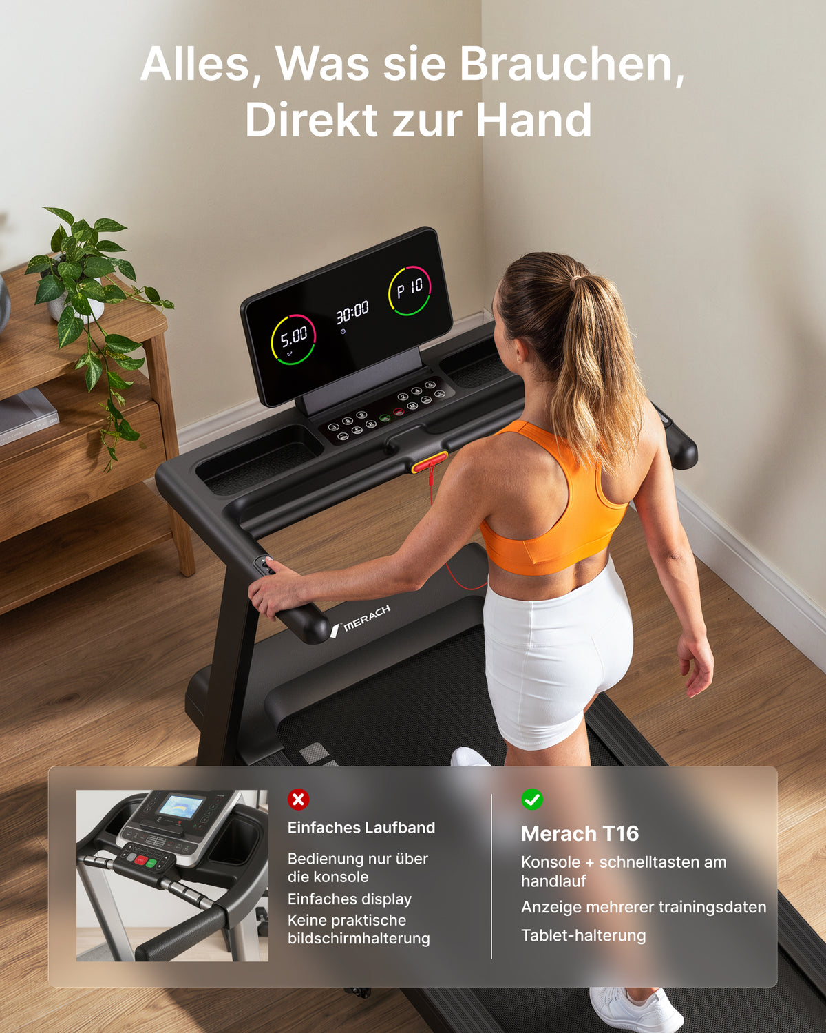 MERACH Laufband für Zuhause, 42×110 cm Großes Laufband, 3,0PS Leiser Motor