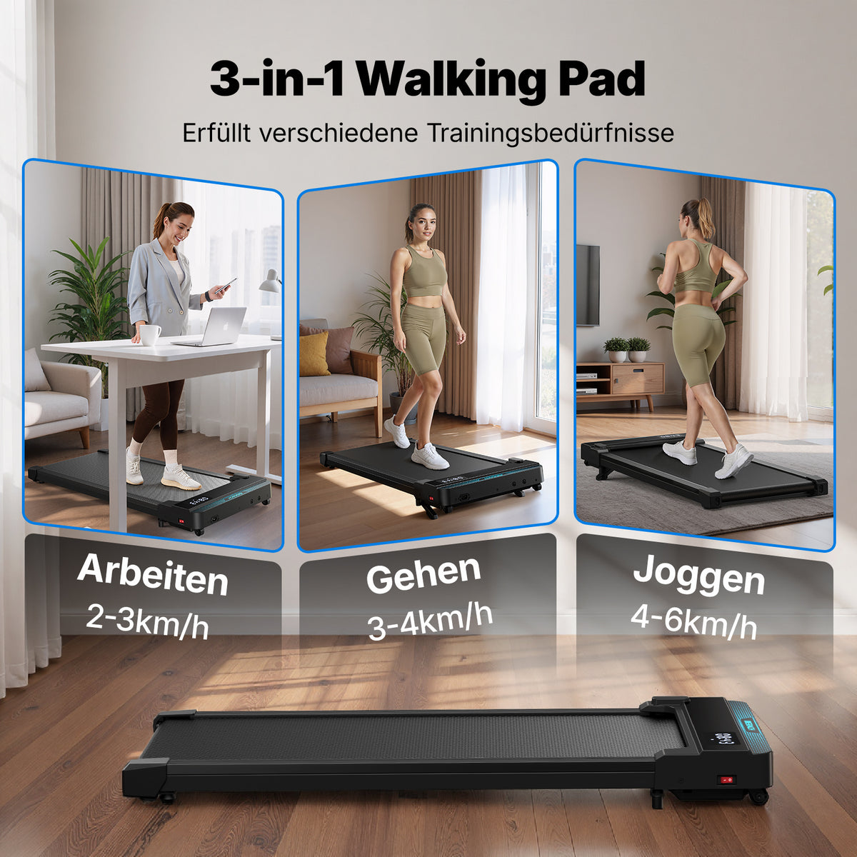 MERACH T19 Walking Pad, 3 in 1 Laufband Schreibtisch mit Fernbedienung