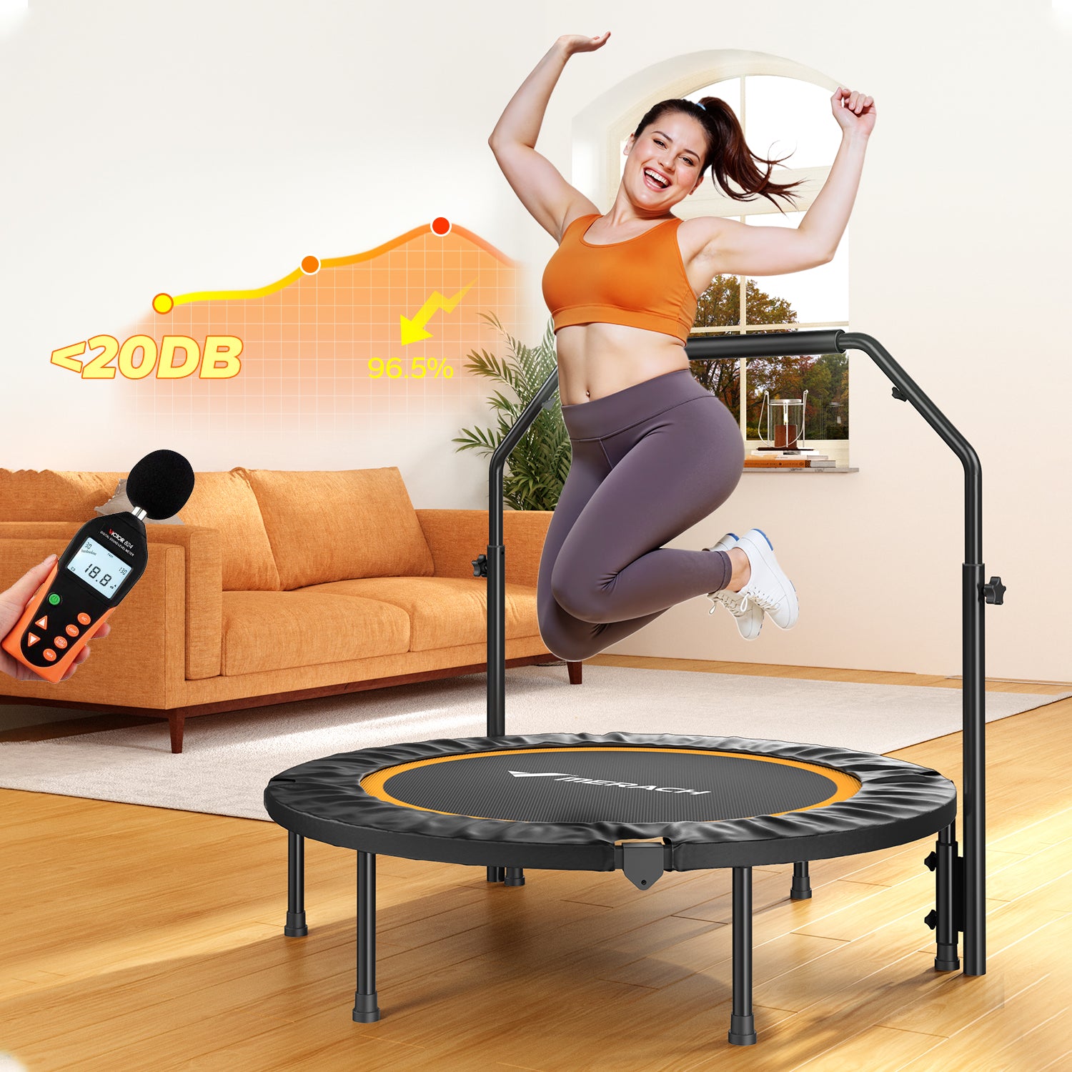 Merach 2420B2 Mini-Trampolin mit verstellbarem Griff