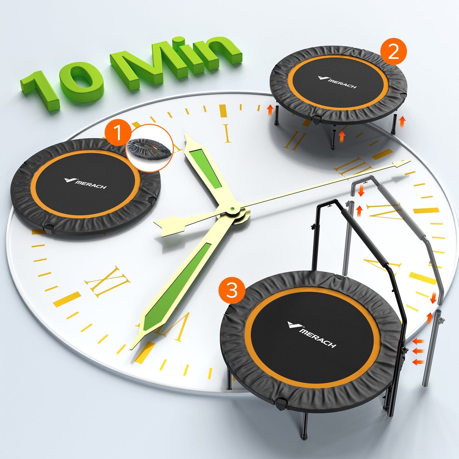 Merach 2420B2 Mini-Trampolin mit verstellbarem Griff