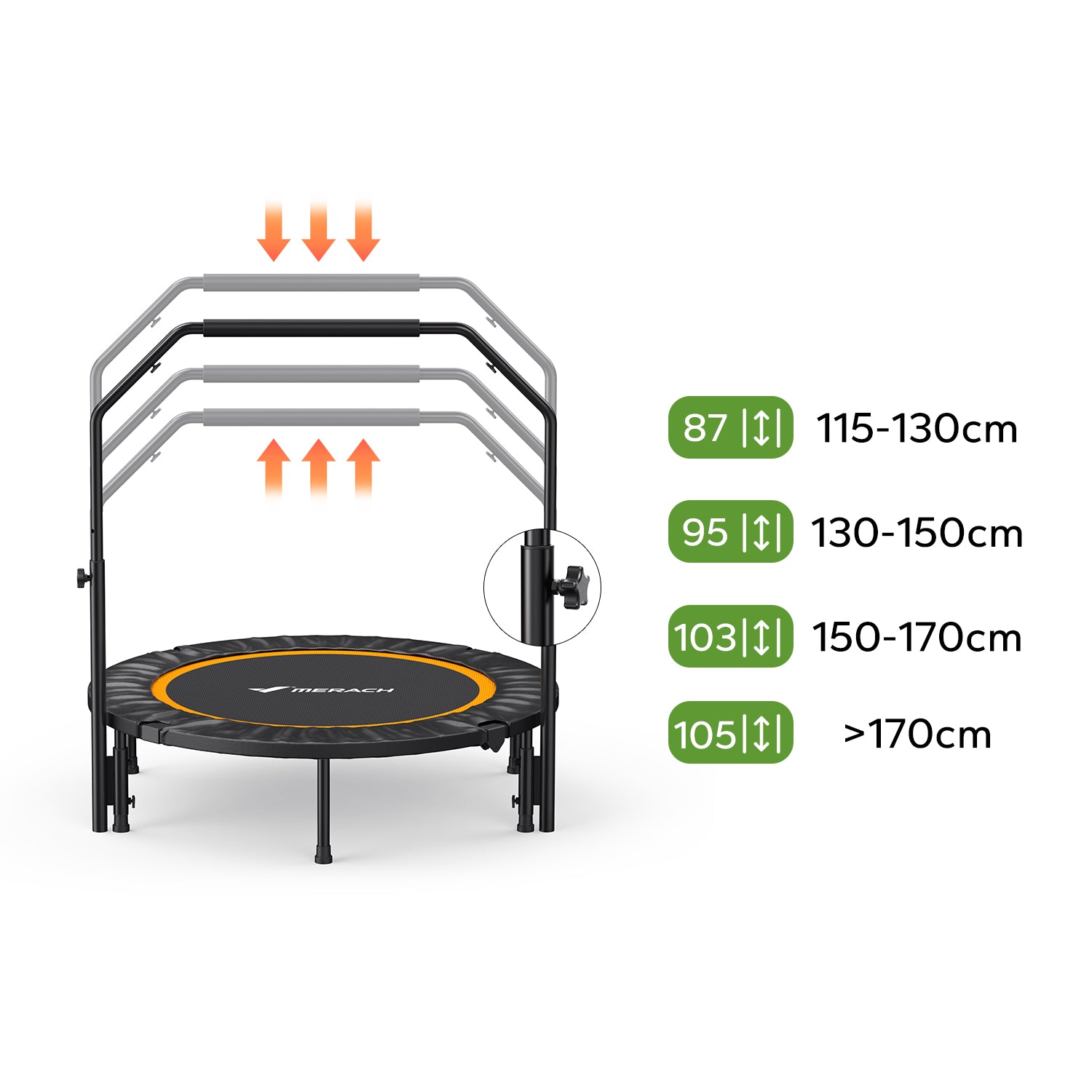 Merach 2420B2 Mini-Trampolin mit verstellbarem Griff