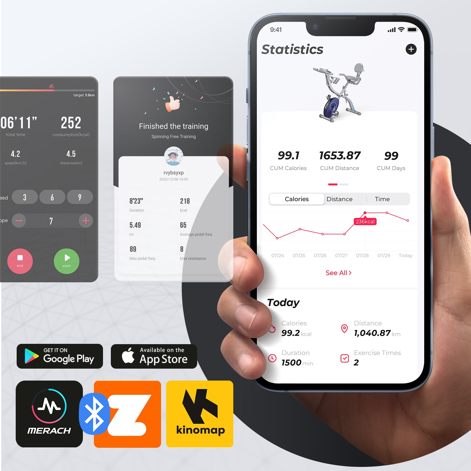 Merach S15H1 4-in-1 Heimtrainer Fahrrad Silber