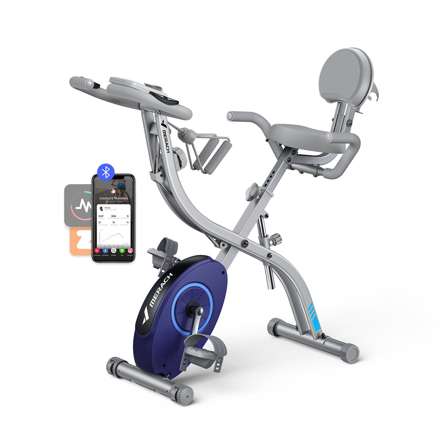 Merach S15H1 4-in-1 Heimtrainer Fahrrad Silber