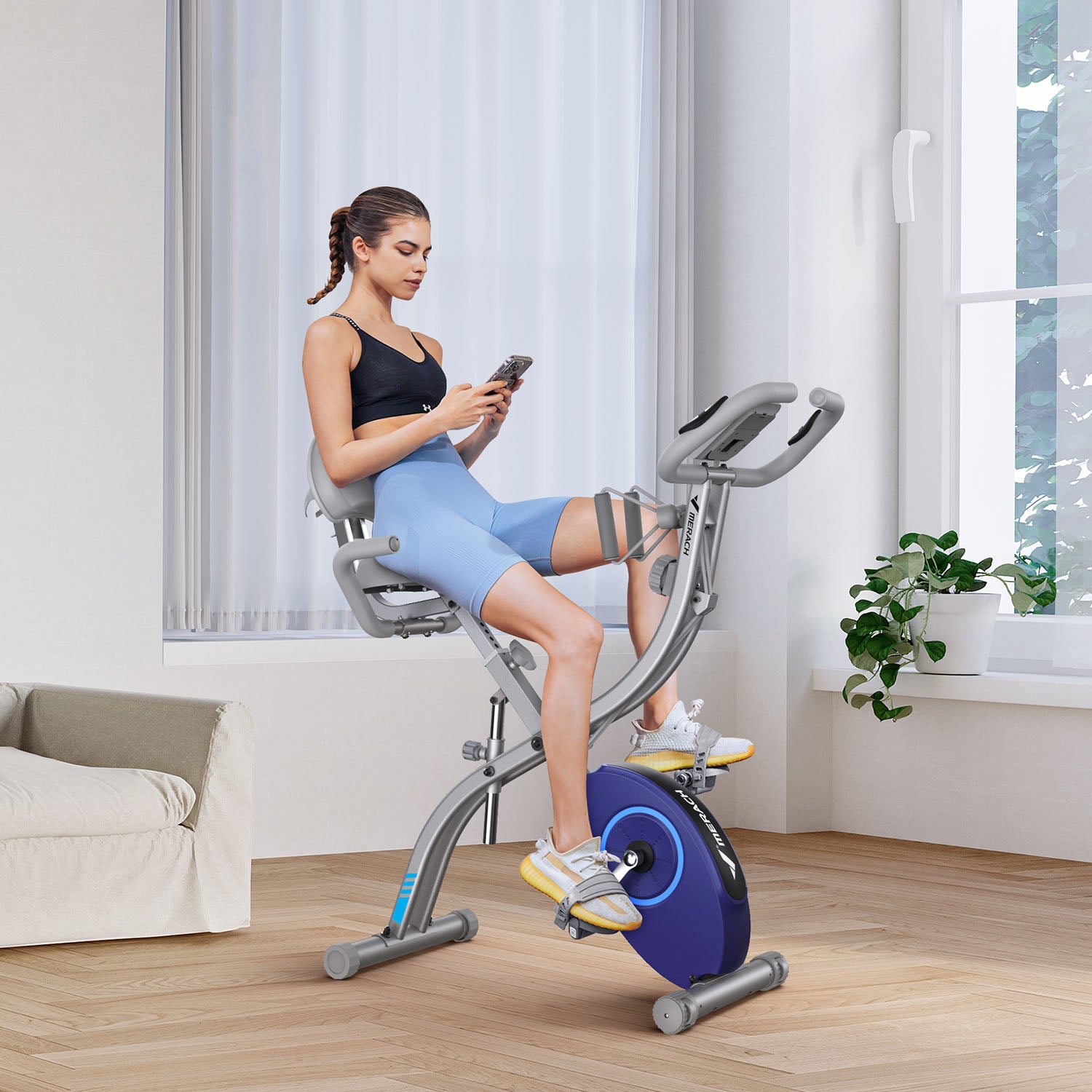 Merach 4-in-1 Exercise Bike Silver S15H1