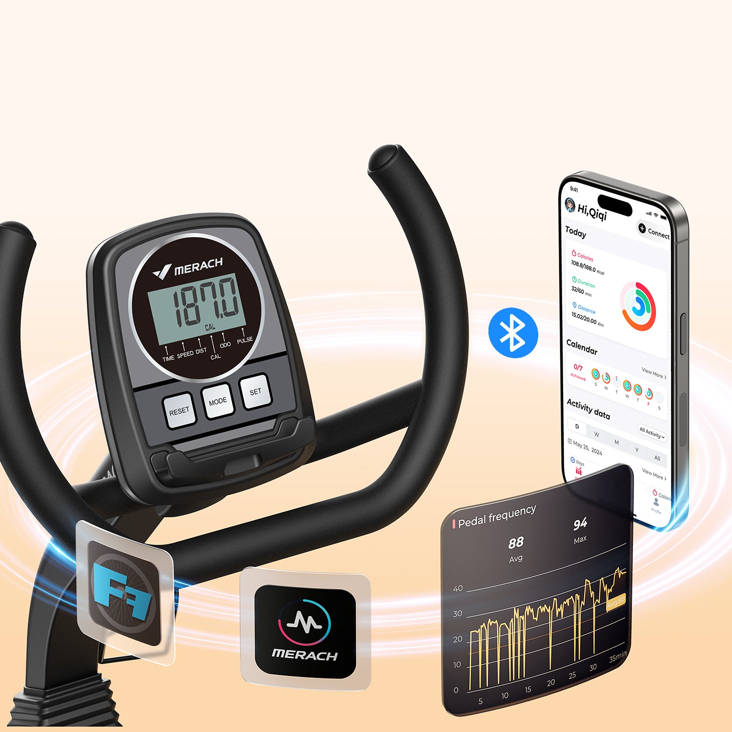 Merach recumbent ergometer exercise bike S19B1