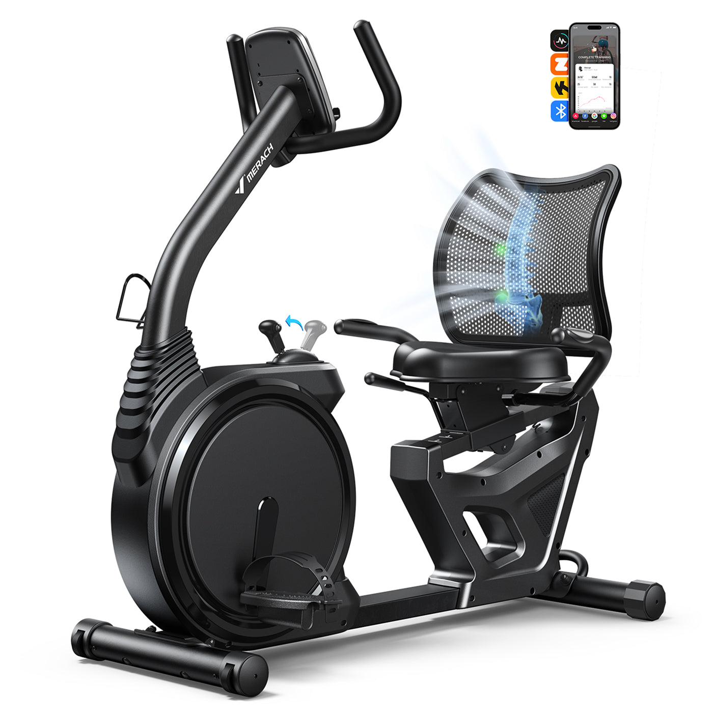 Merach recumbent ergometer exercise bike S19B1