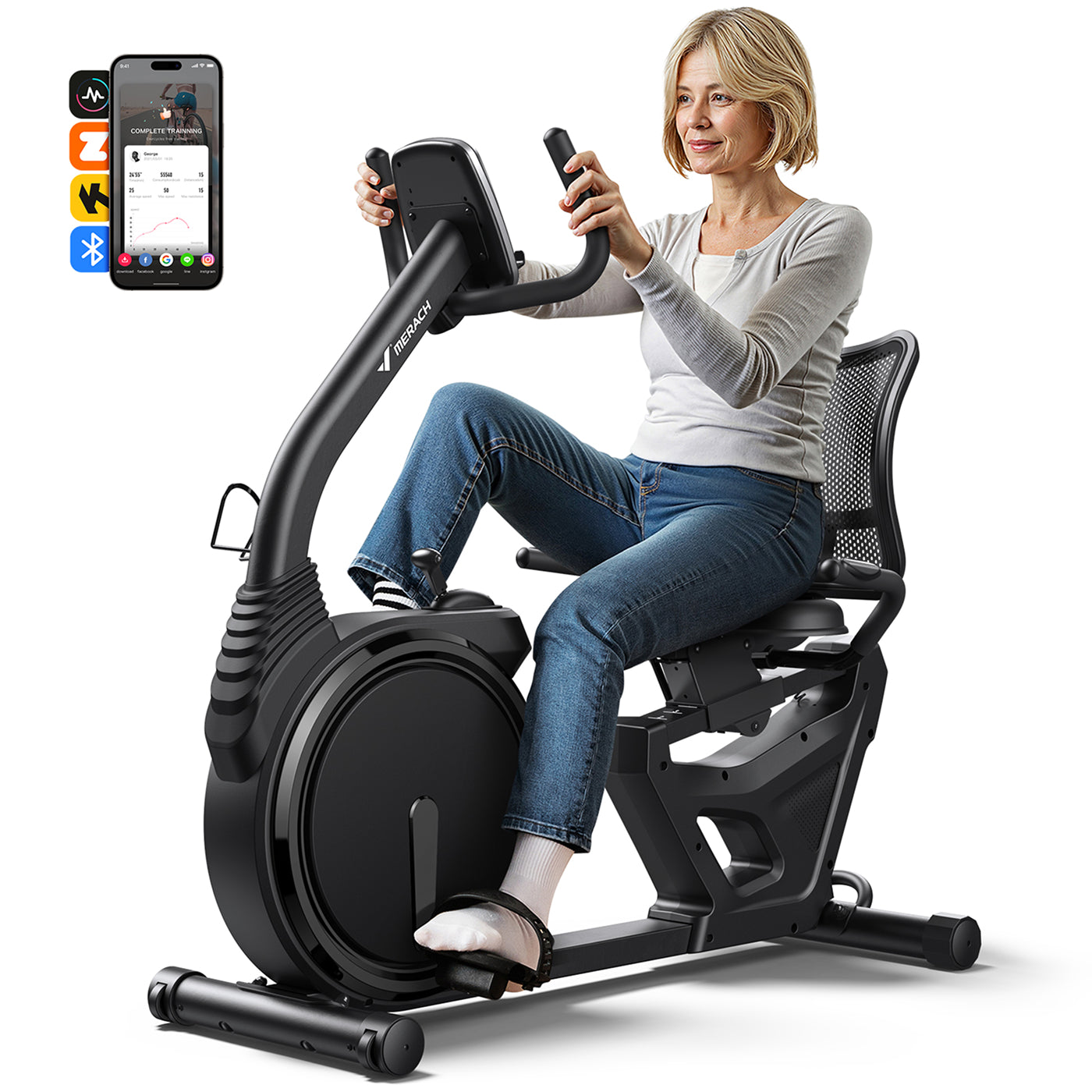 Merach recumbent ergometer exercise bike S19B1