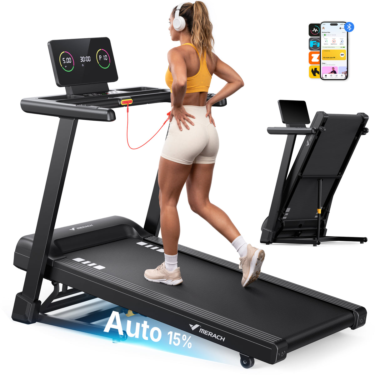 MERACH Laufband für Zuhause, 42×110 cm Großes Laufband, 3,0PS Leiser Motor
