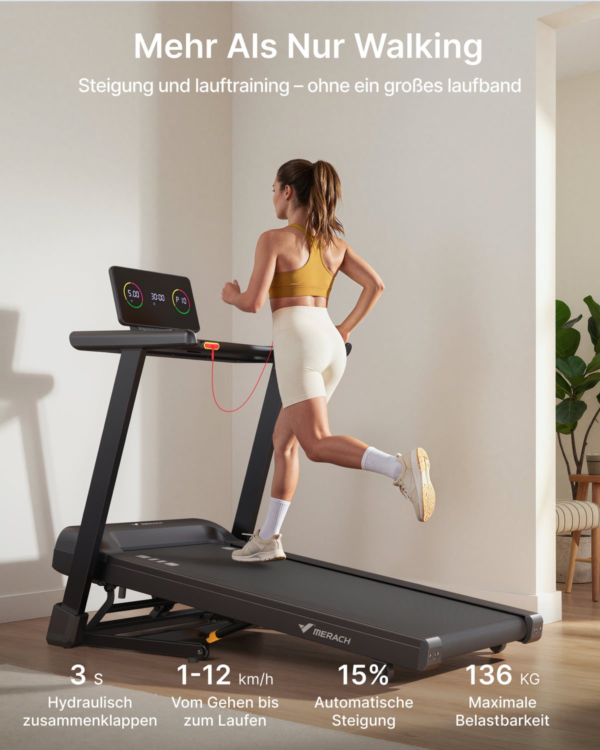 MERACH Laufband für Zuhause, 42×110 cm Großes Laufband, 3,0PS Leiser Motor