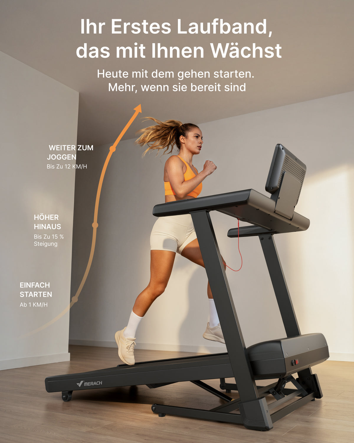 MERACH Laufband für Zuhause, 42×110 cm Großes Laufband, 3,0PS Leiser Motor
