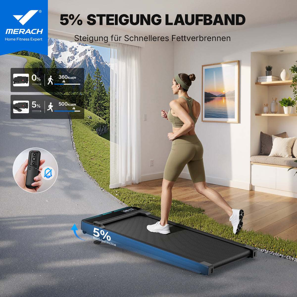 MERACH T19 Walking Pad, 3 in 1 Laufband Schreibtisch mit Fernbedienung