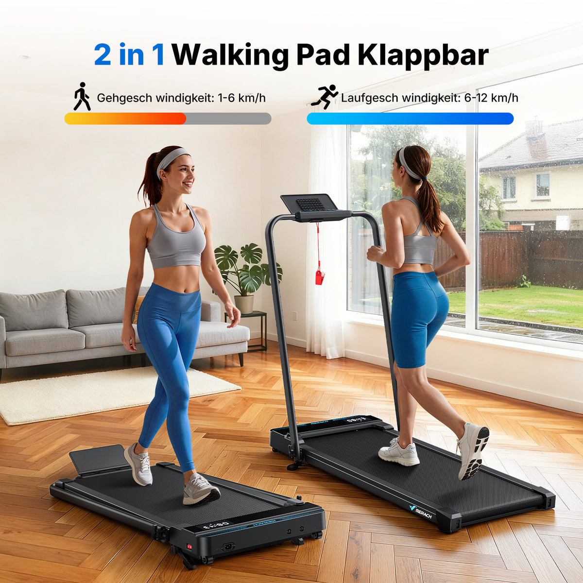 MERACH T19 Walking Pad, 3 in 1 Laufband Schreibtisch mit Fernbedienung