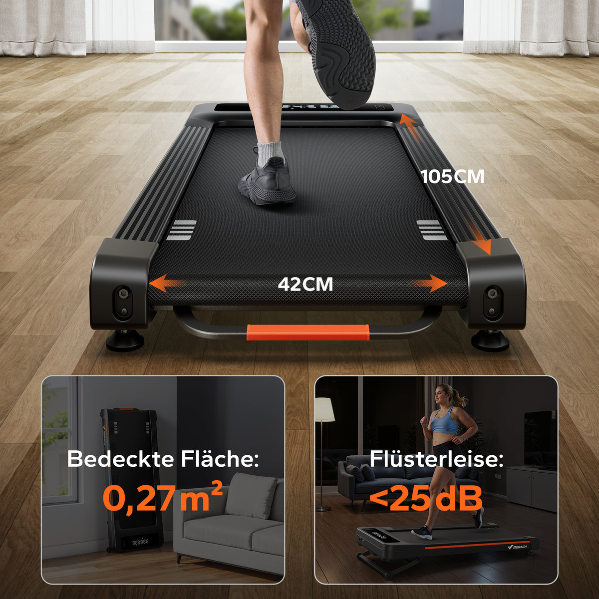 MERACH T25 Walking Pad mit Automatischer Steigung, Max 180KG Laufband